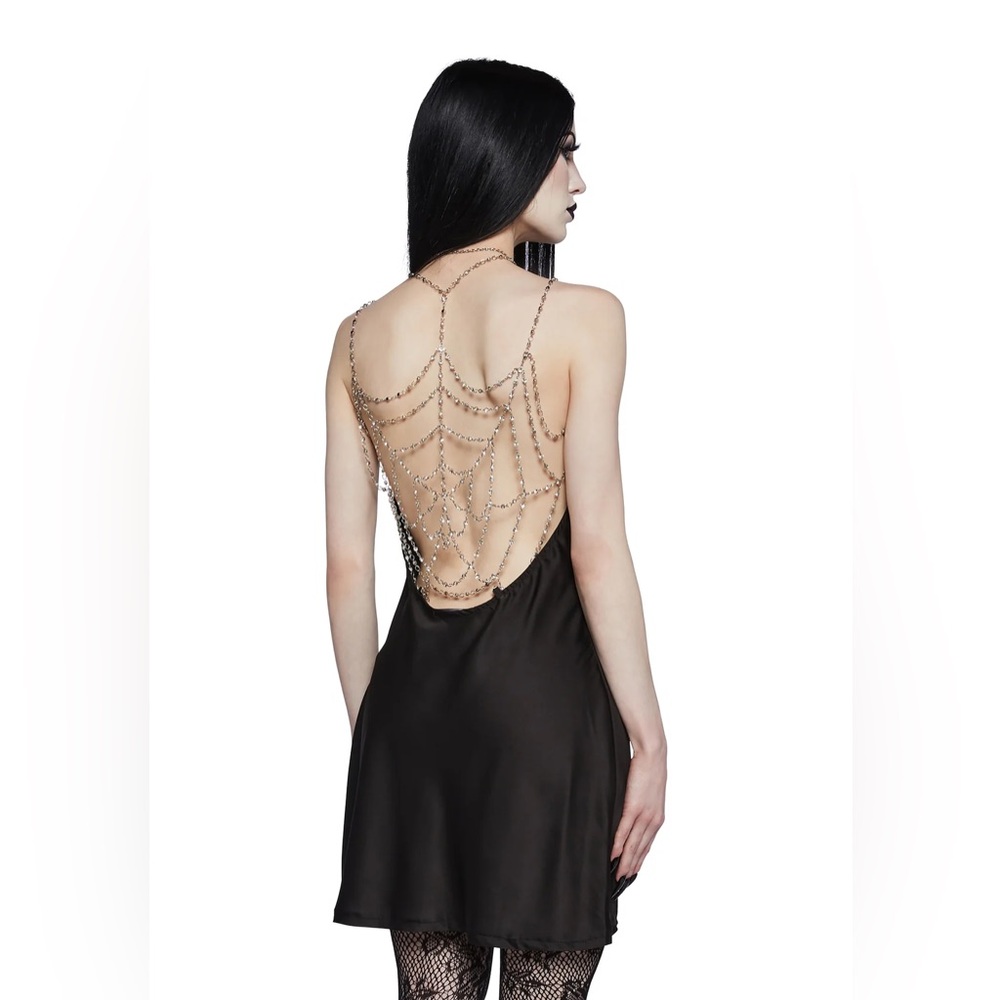 Saltburn Spider Web Chain Dress | Black Mini Dress | Dolls Kill | Widow 🕸️